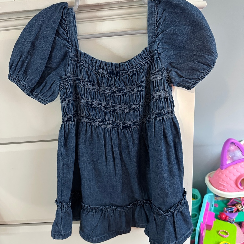 Baby Gap Blue Smocked Puff Sleeve Dress size 2